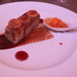 Warm Banana Toffee Pudding w/mango creme brulee & butter sauce - Tomas Morato / Nippon Japanese Restaurant (Tomas Morato)|Metro Manila